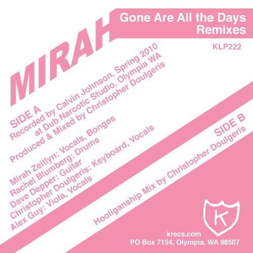 Mirah: Gone Are All The Days (12-Inch Single)